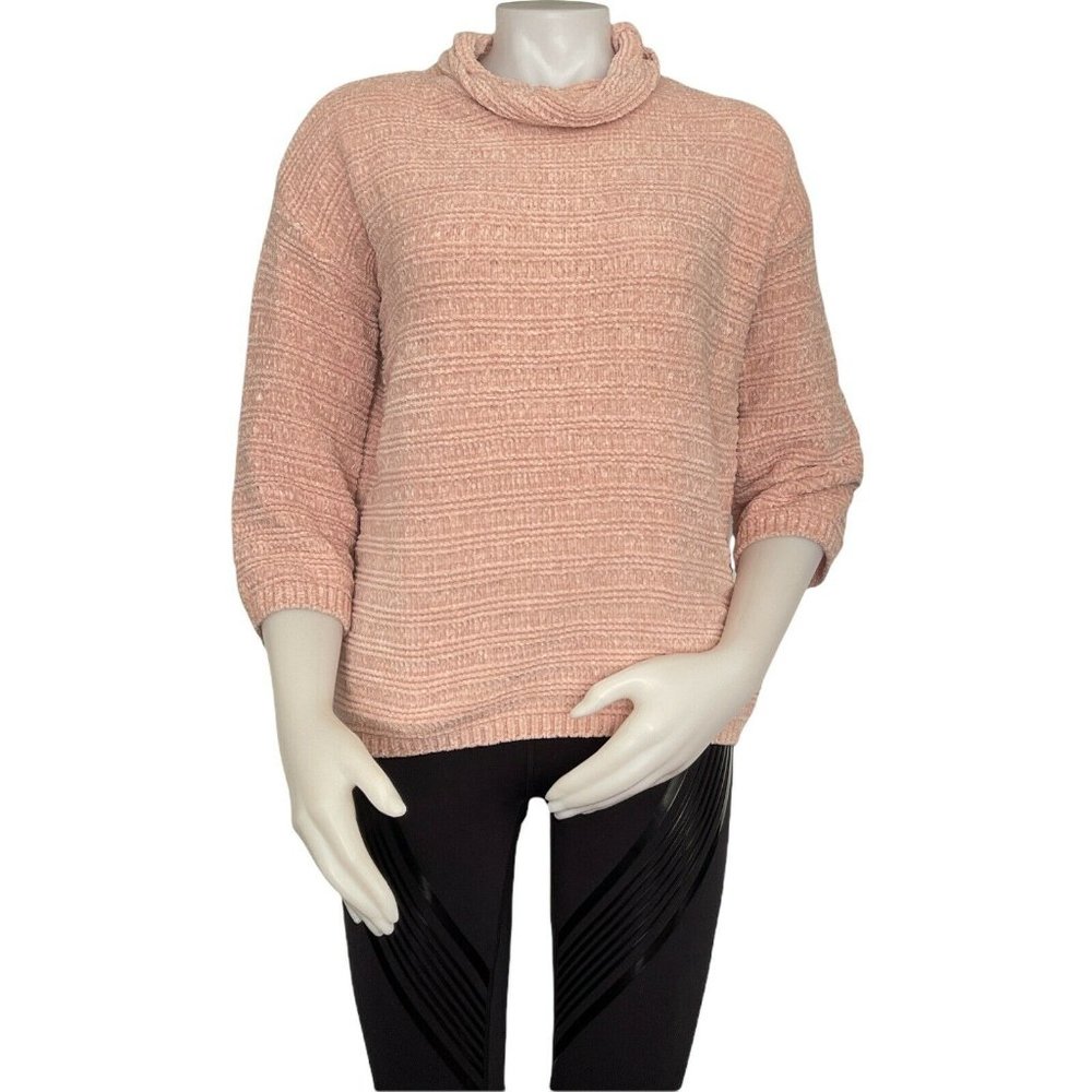 🌹Women’s Sweater Size XS Liz Claiborne Cowl Neck 3/4 Sleeve Pullover Rose Quartz